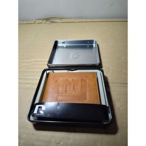 NFL NY Giants Brown Leather Wallet Brand New In Tin Rico Industries